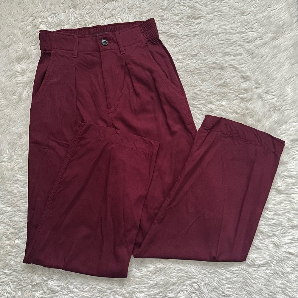 Madewell Pants The Neale Straight-Leg Pant in Drapeweave Cabernet Sz 00 - Picture 2 of 11